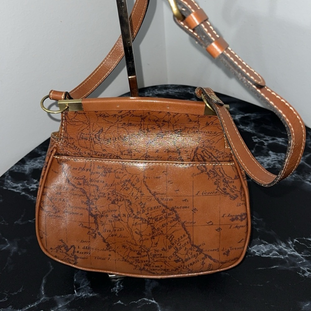Patricia Nash Handbag Leather Veneto Crossbody Signature Map Brown AUTHENTIC - Picture 6 of 10